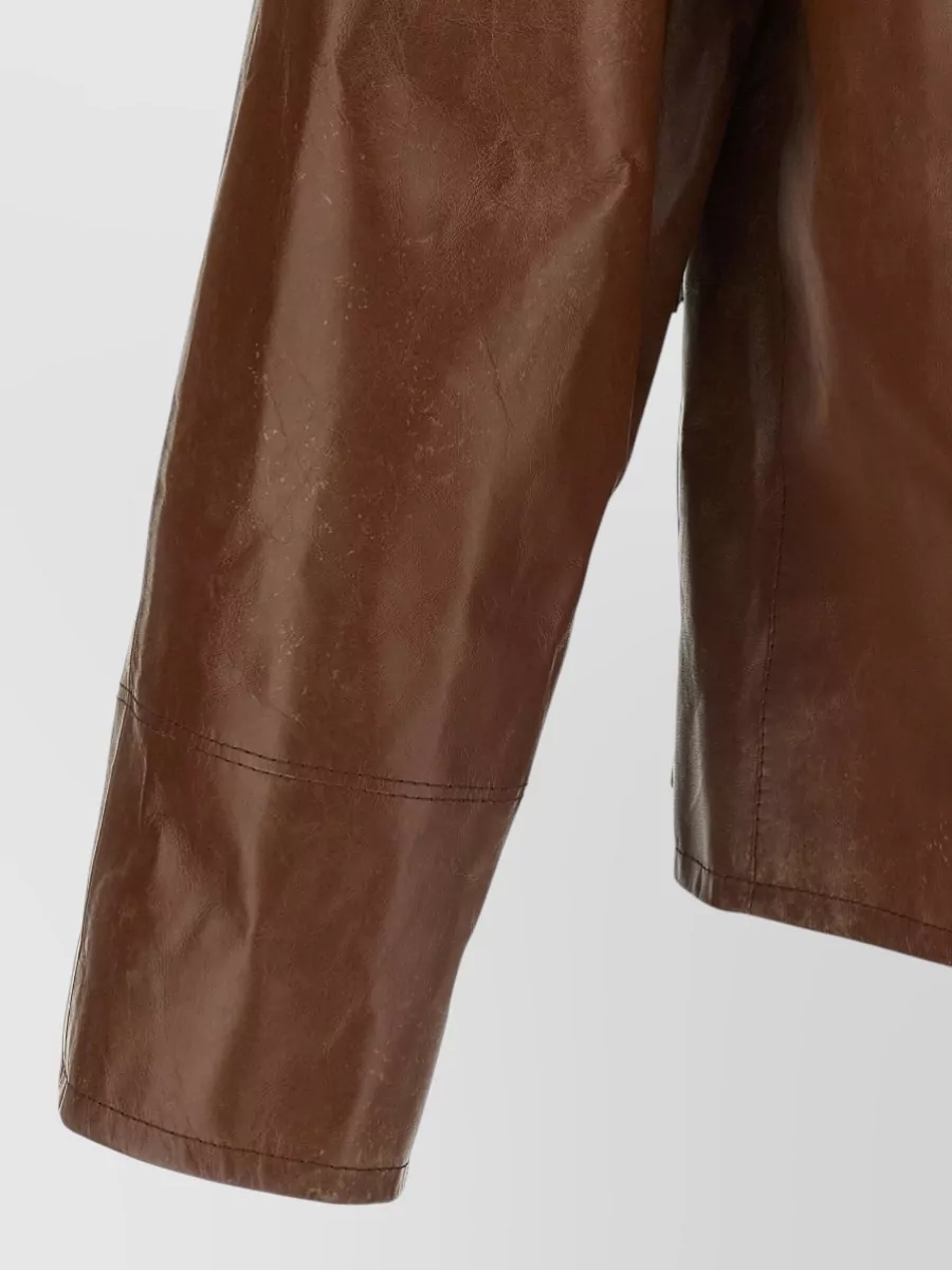 Prada Leather Single-Breasted Coat