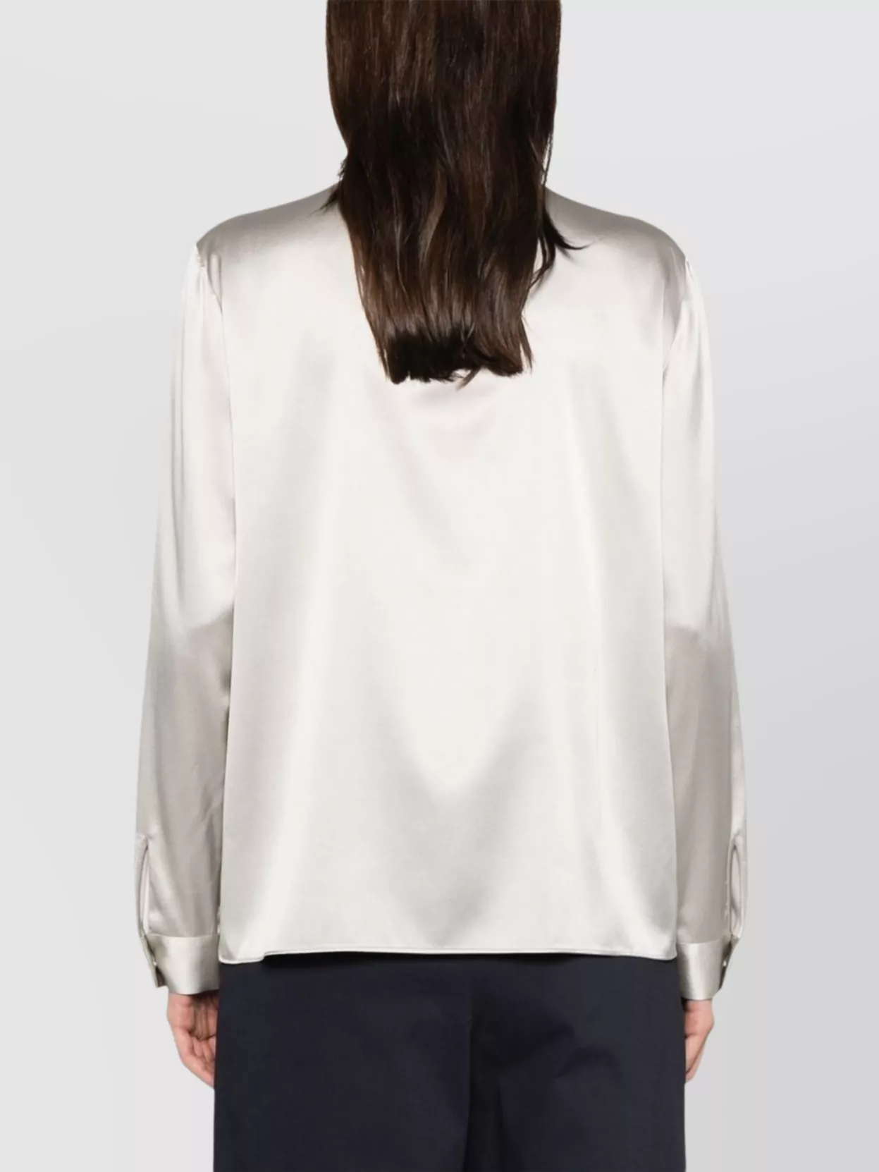 Shop Emporio Armani Silk Shirt Satin Buttoned Cuffs