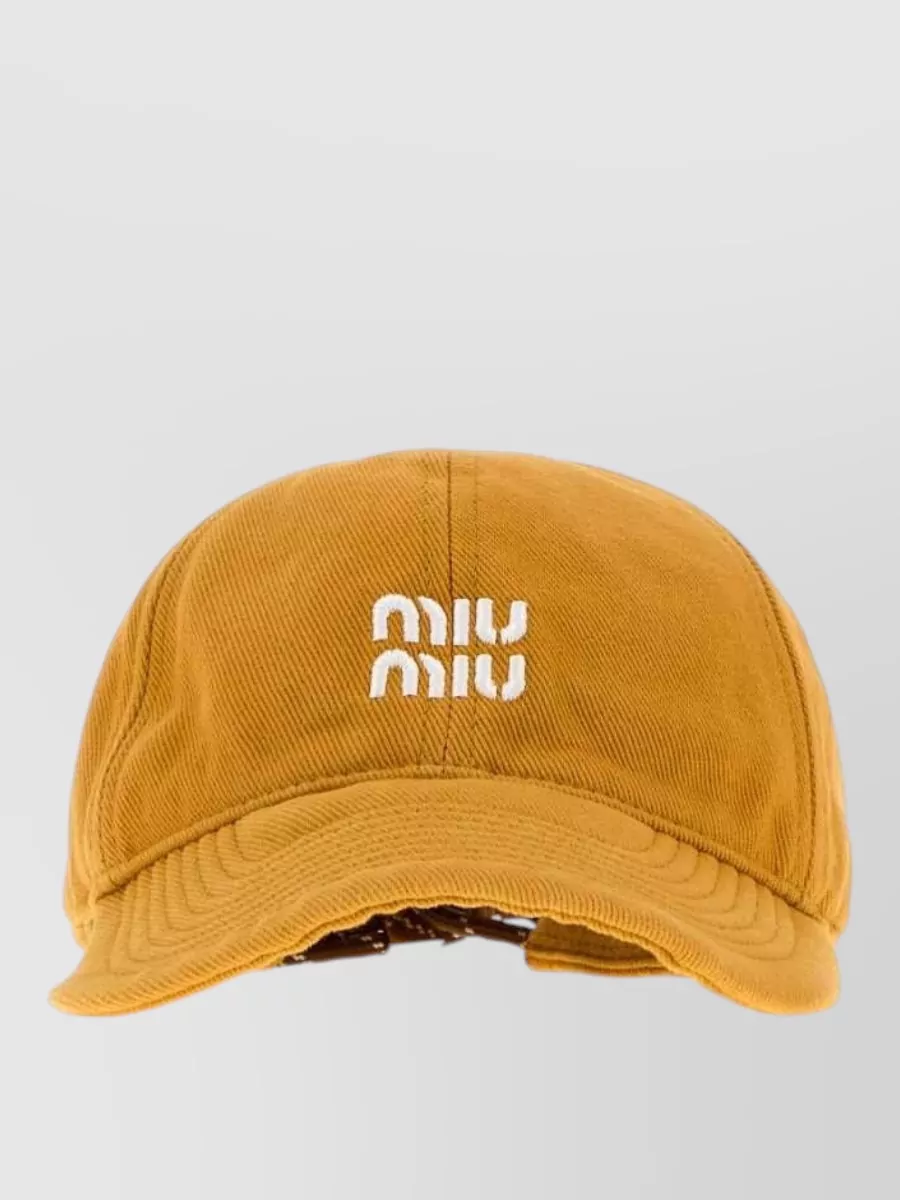 Miu Miu Cotton Baseball Cap Curved Brim Design