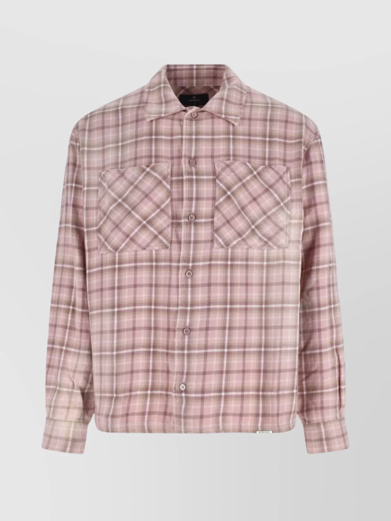 Represent Long Sleeve Plaid Shirt With Chest Pockets In Pink