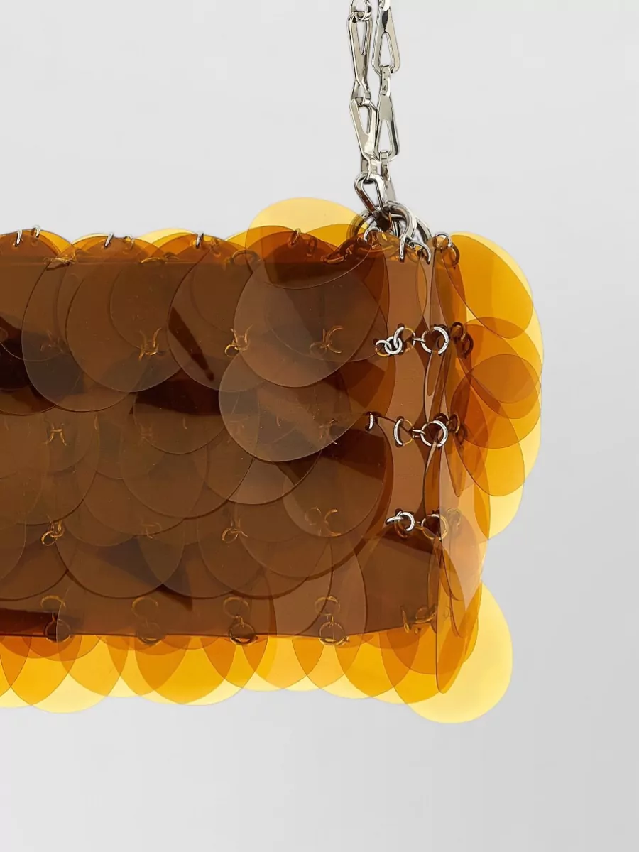 Rabanne Sparkle Transparent Chain Shoulder Bag Rectangle In Brown