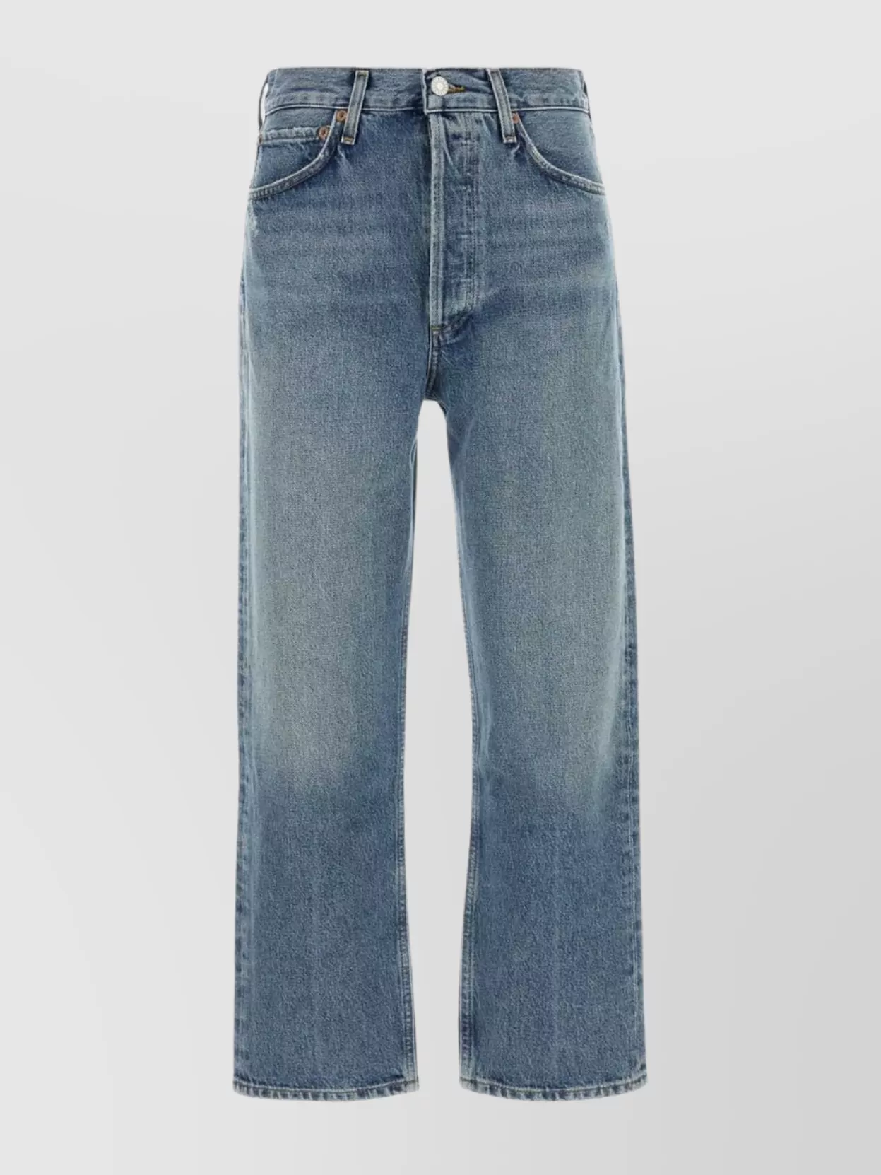 Agolde Five-pocket Denim Trousers Featuring Belt Loops In Blue