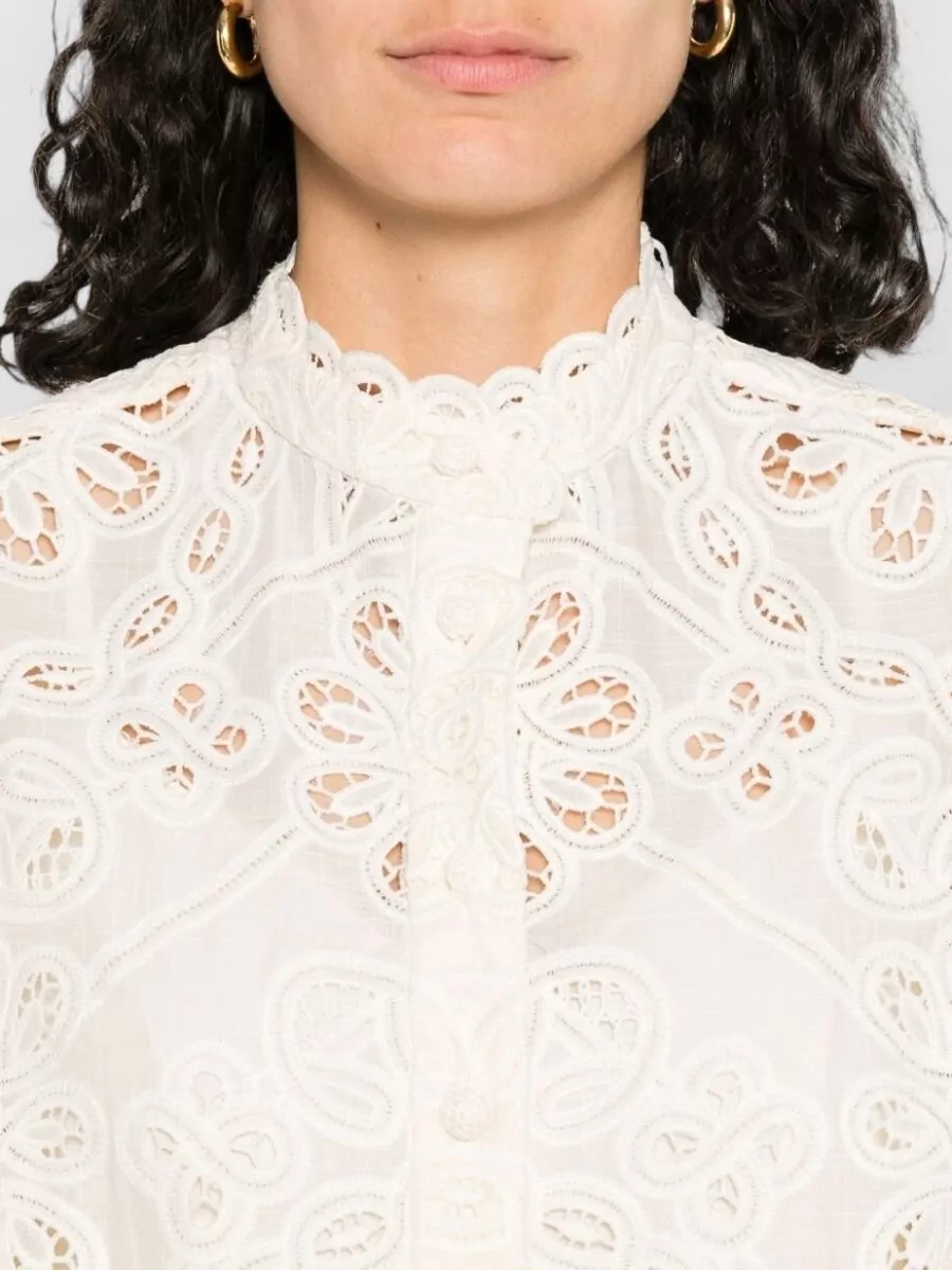 Zimmermann Embroidered Cutout Blouse