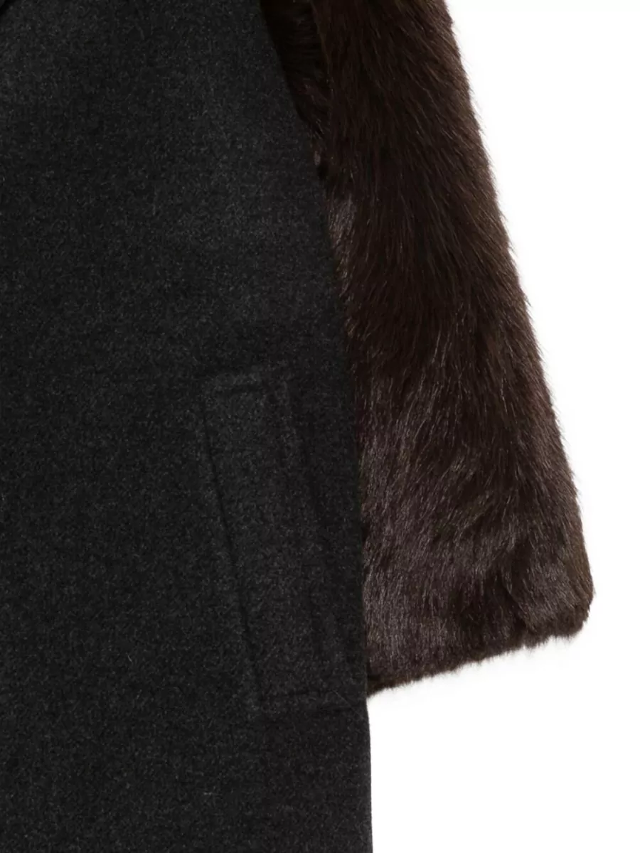 Alysi Faux Fur Panelled Fitted Jacket