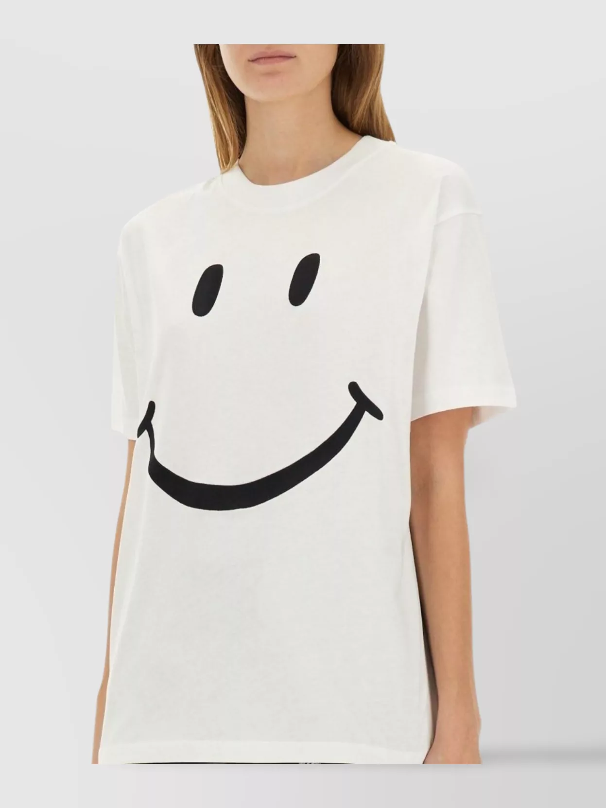 Moschino Smiley Face Print Short Sleeve Crew Neck Top