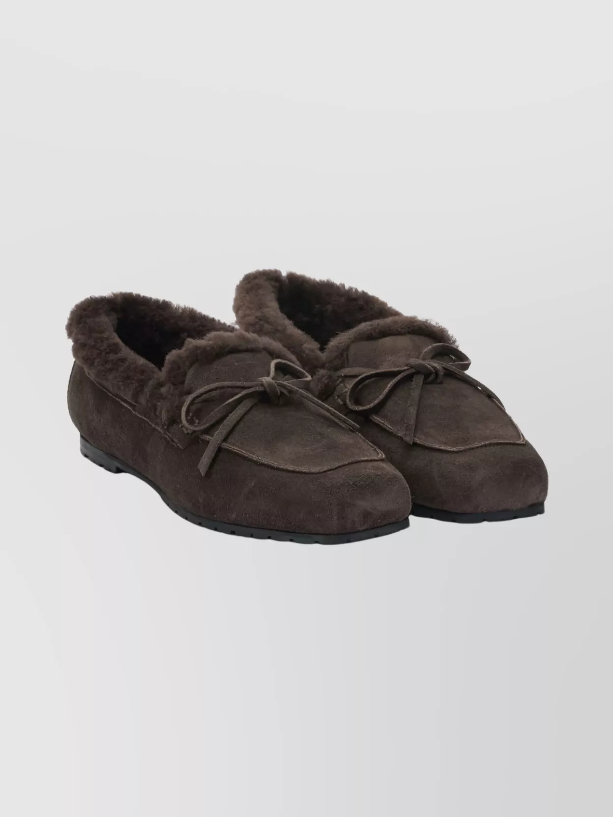 Aeyde Suede Loafers And Slippers With Bow Detail In Brown