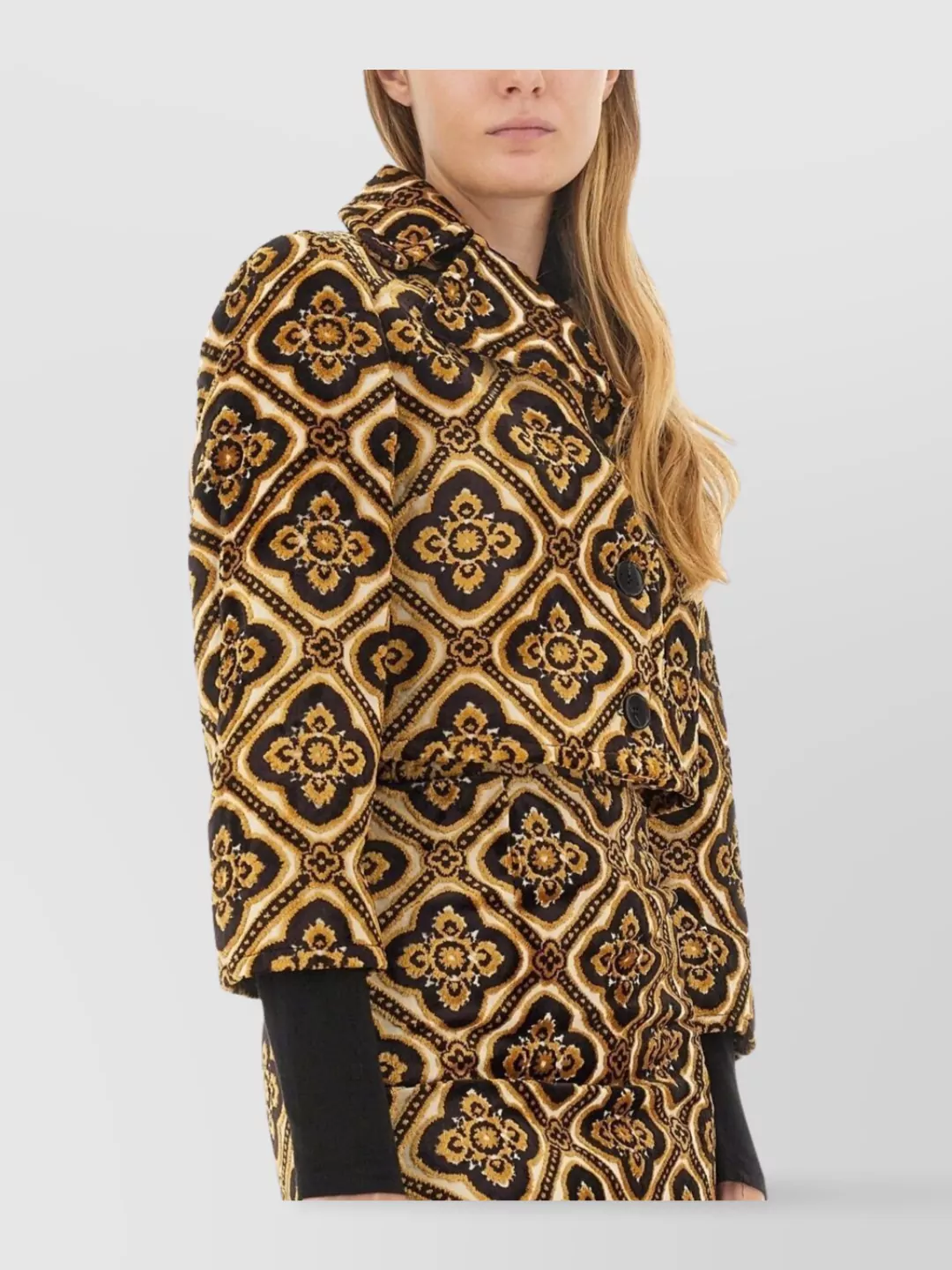 Shop Etro Cropped Jacket Structured Belted Waist