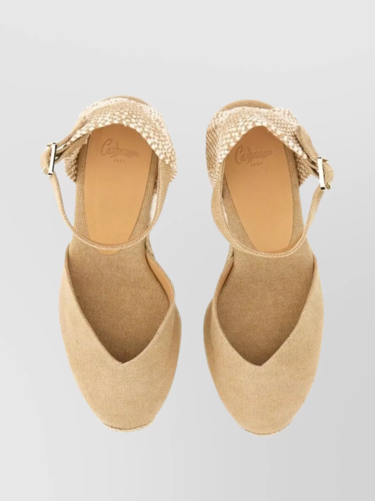 Shop Castaã±er Wedge Espadrille Peep Toe Textured Fabric