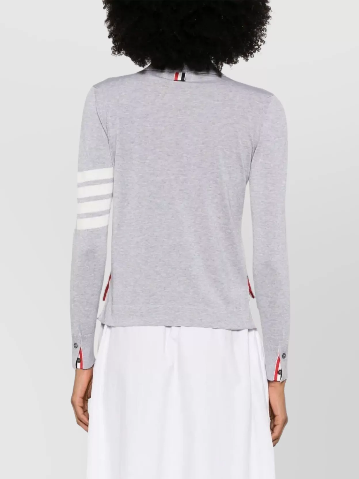 Thom Browne Women Jersey Polo With 4 Bar Stripe Detail