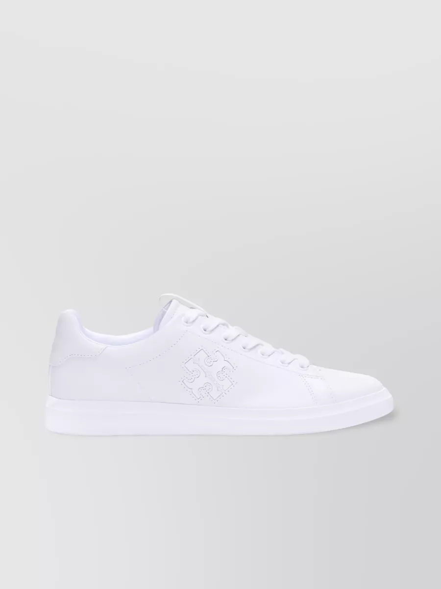 Tory Burch Double T Howell Leather Sneakers In White