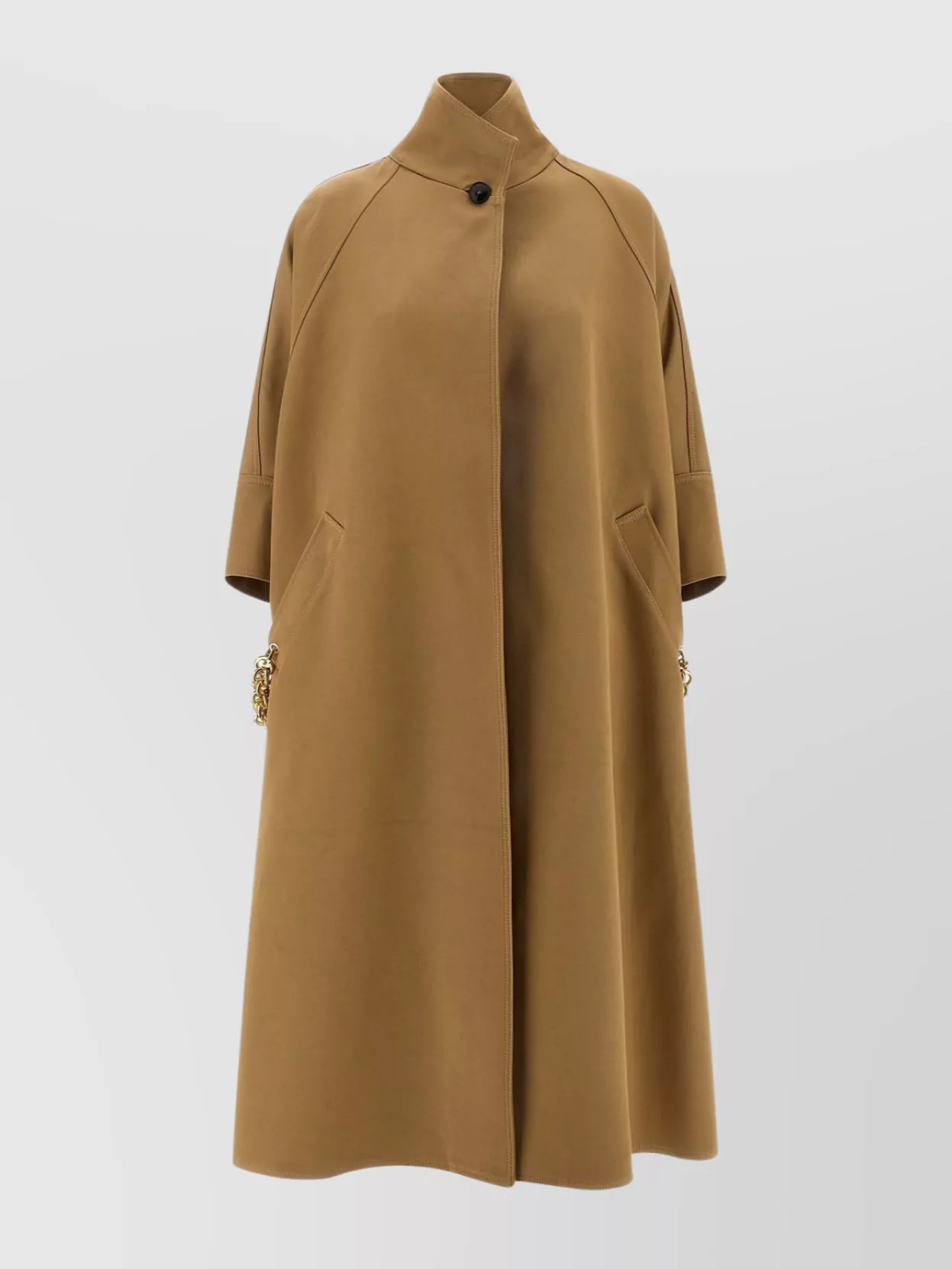 Darkpark Long Coat With High Collar And Raglan Sleeves In Brown