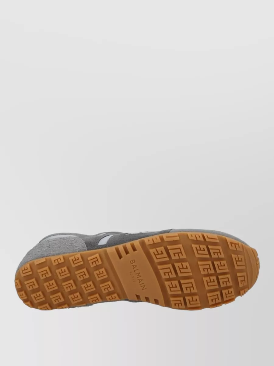 Balmain Low Top Sneakers Round Toe Suede Panels