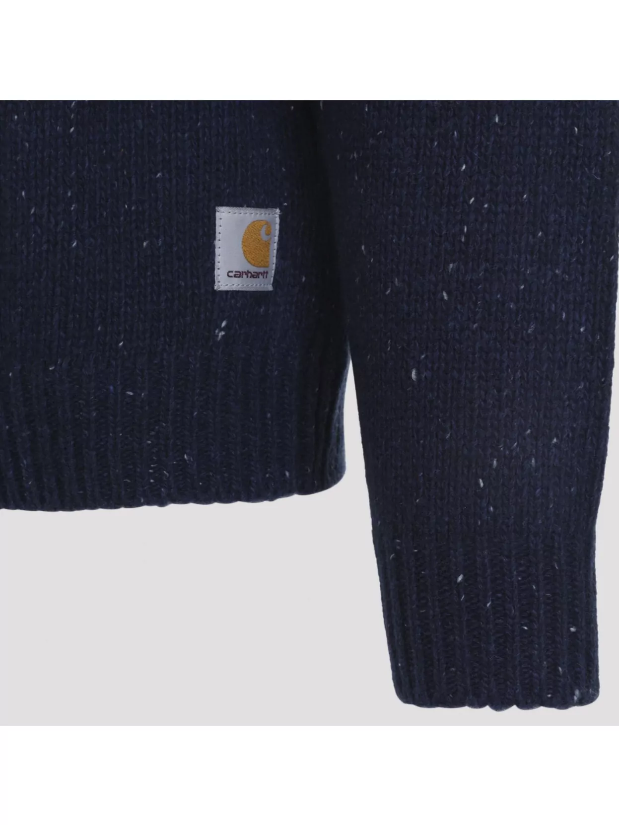 Carhartt Wip Crew Neck Speckled Knit Sweater With Ribbed Cuffs