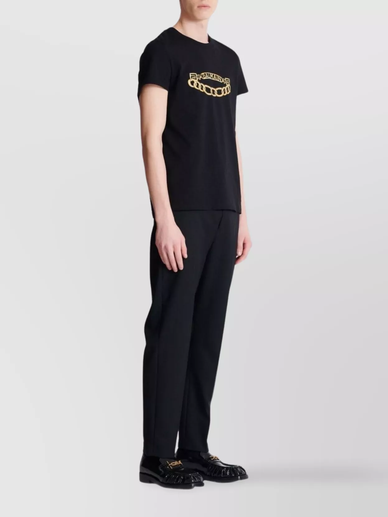 Balmain Black Crewneck T-shirt With Logo Print On The Front