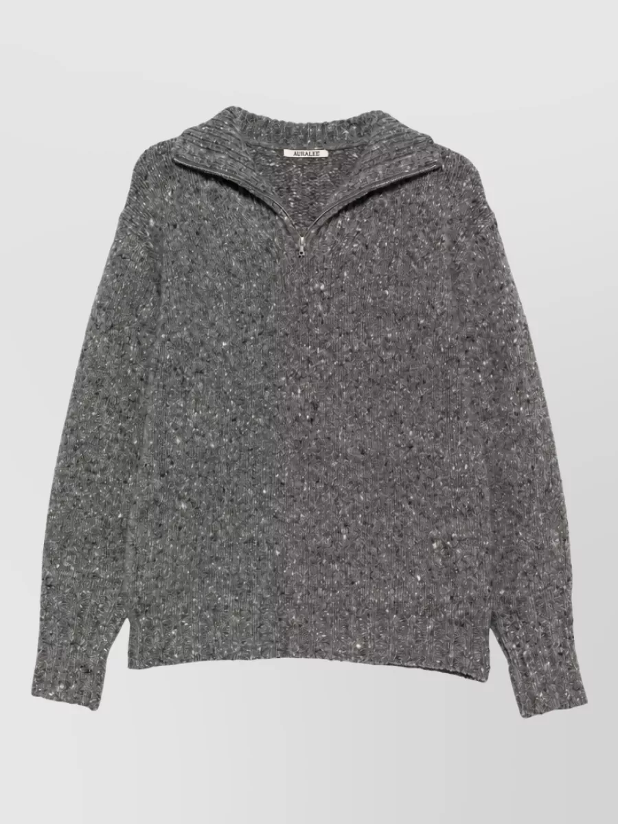 Auralee Wool Flecked Half-Zip Turtleneck Jumper