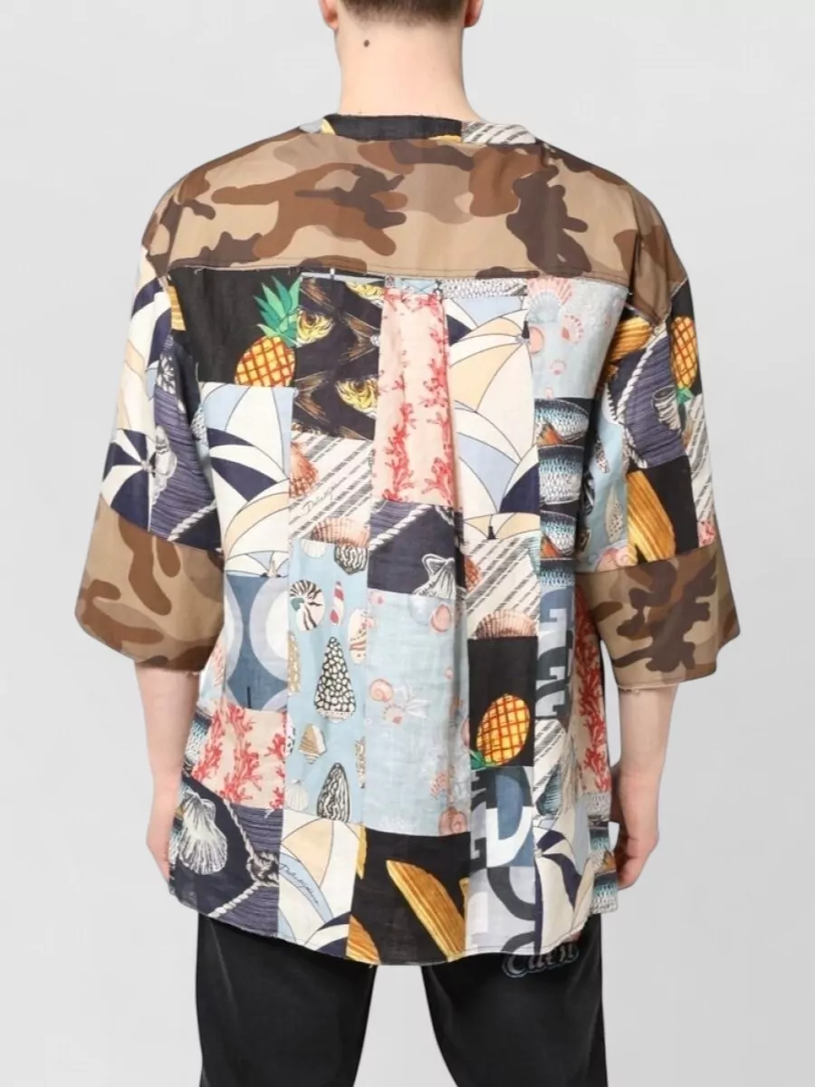 Dolce&Gabbana Silk Patchwork Short-Sleeve Shirt