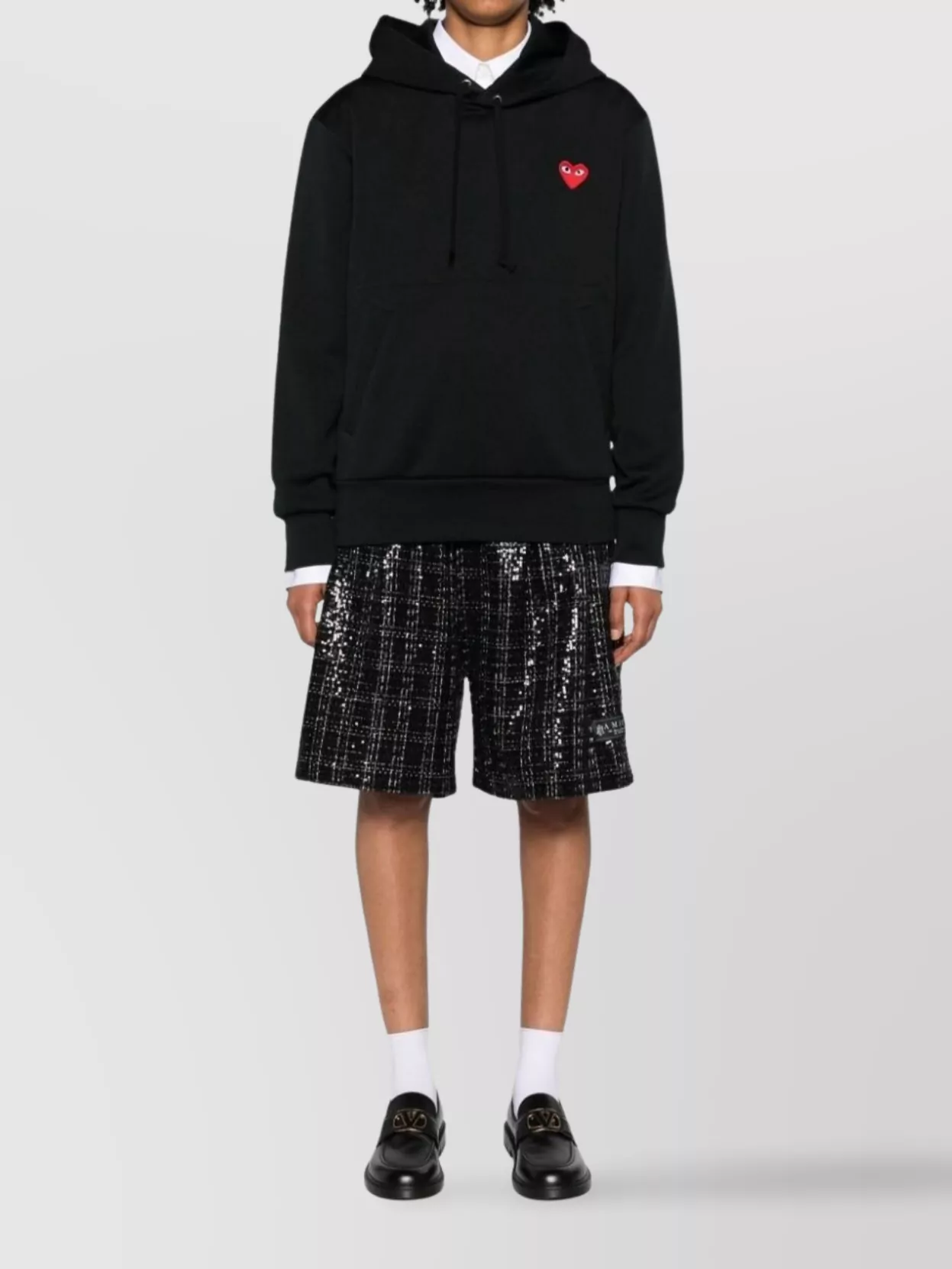 Comme Des Garçons Logo Cotton Hoodie With Drawstring Hood In Black