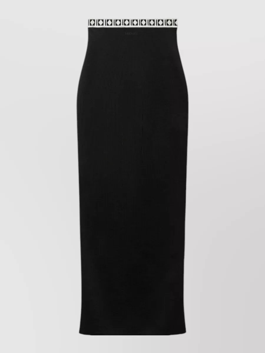 Versace jacquard-knit logo-embroidered long skirt