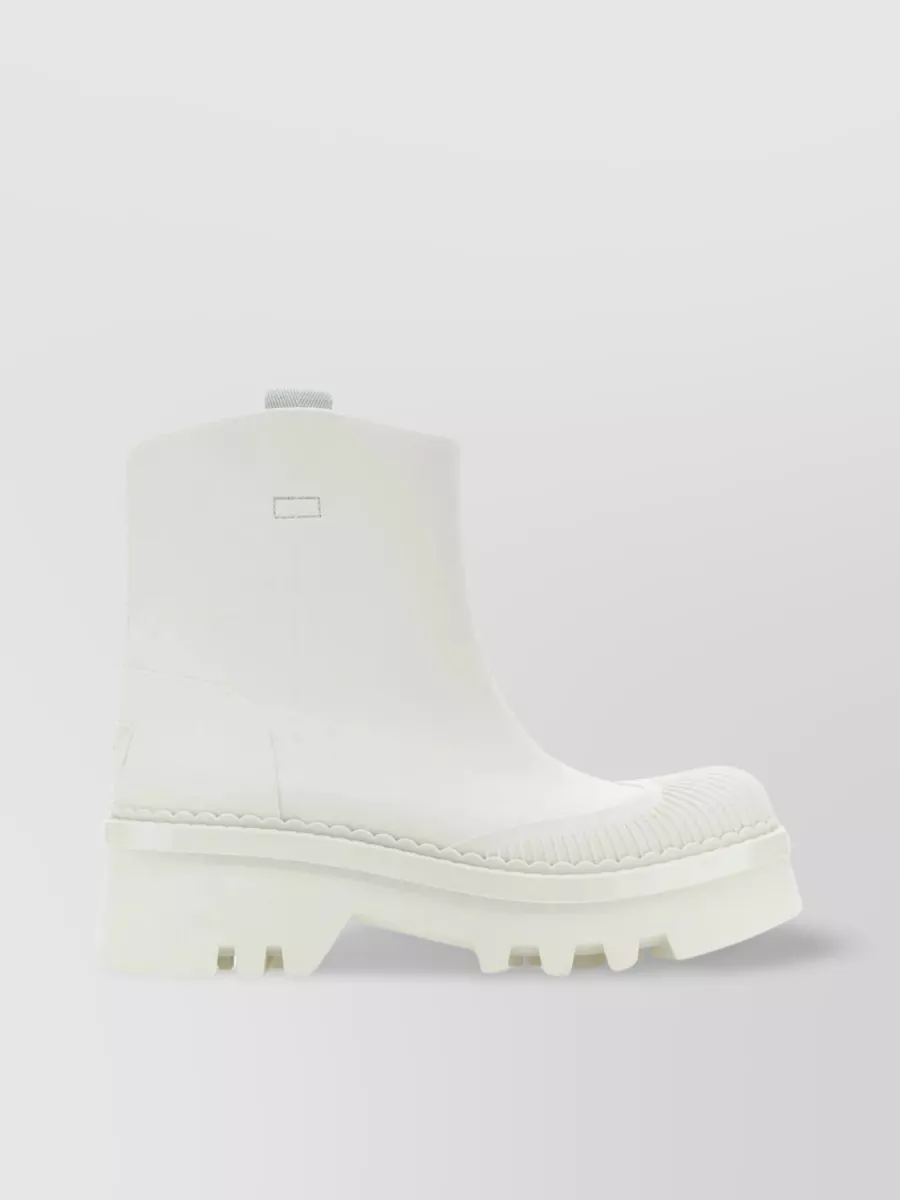 Shop Chloé Rubber Raina Ankle Boots With Platform Sole In White