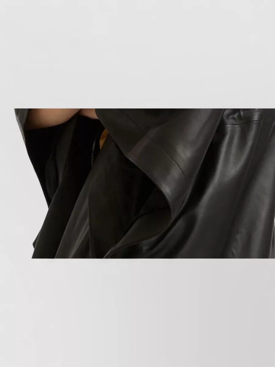 Yves Salomon Leather Drawstring-Waist Cape