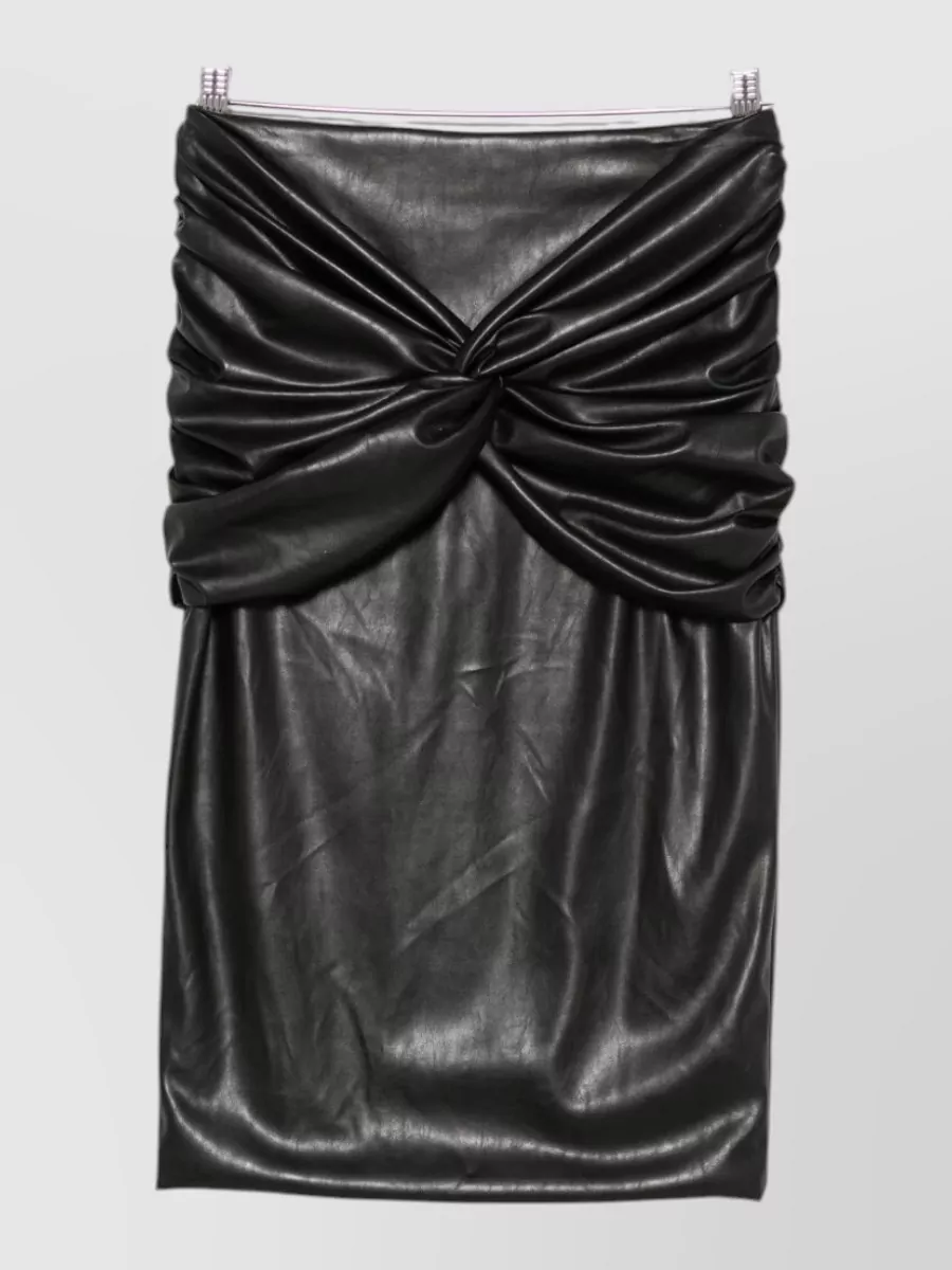 Elisabetta Franchi faux leather ruched twist pencil midi skirt