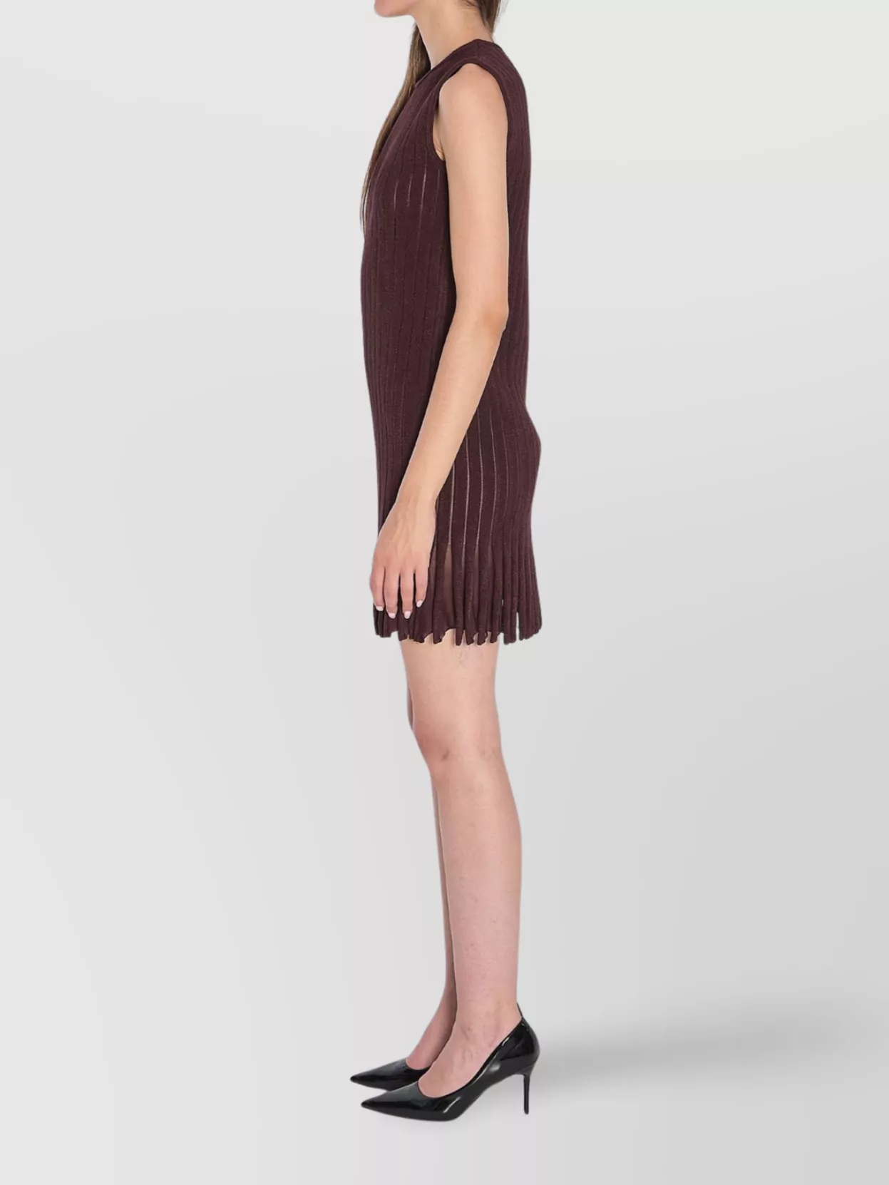 Alaïa Knit Dress With Striped A-Line Silhouette