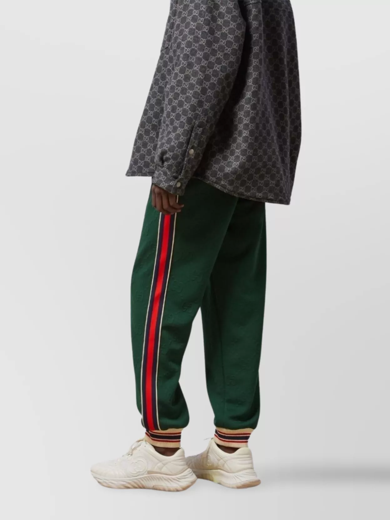 Gucci Trimmed Elastic Waistband Trousers With Ribbed Cuffs