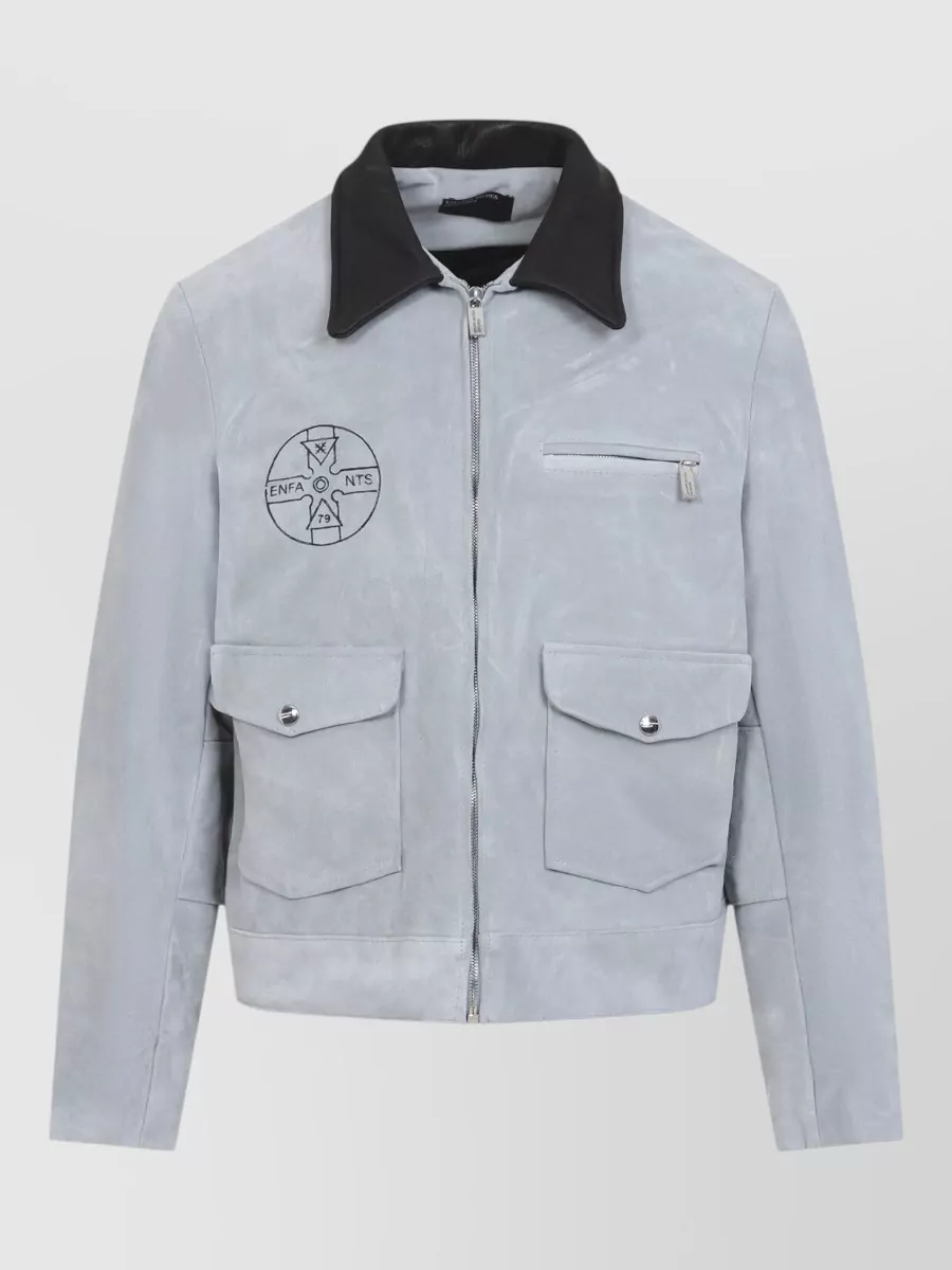 Enfants Riches Deprimes suede leather single-breasted jacket