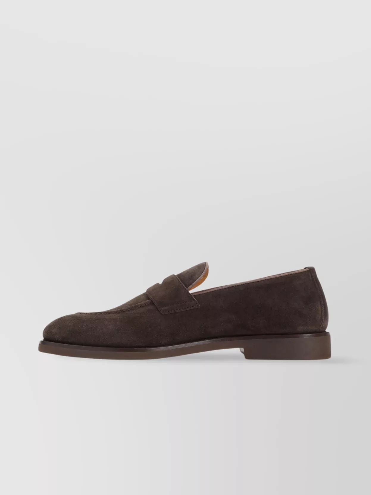 Brunello Cucinelli Suede Leather Loafers Almond Toe Penny Strap