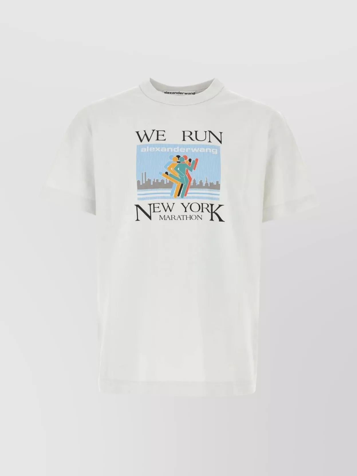 Shop Alexander Wang Marathon Print Cotton Crew-neck T-shirt In Pastel