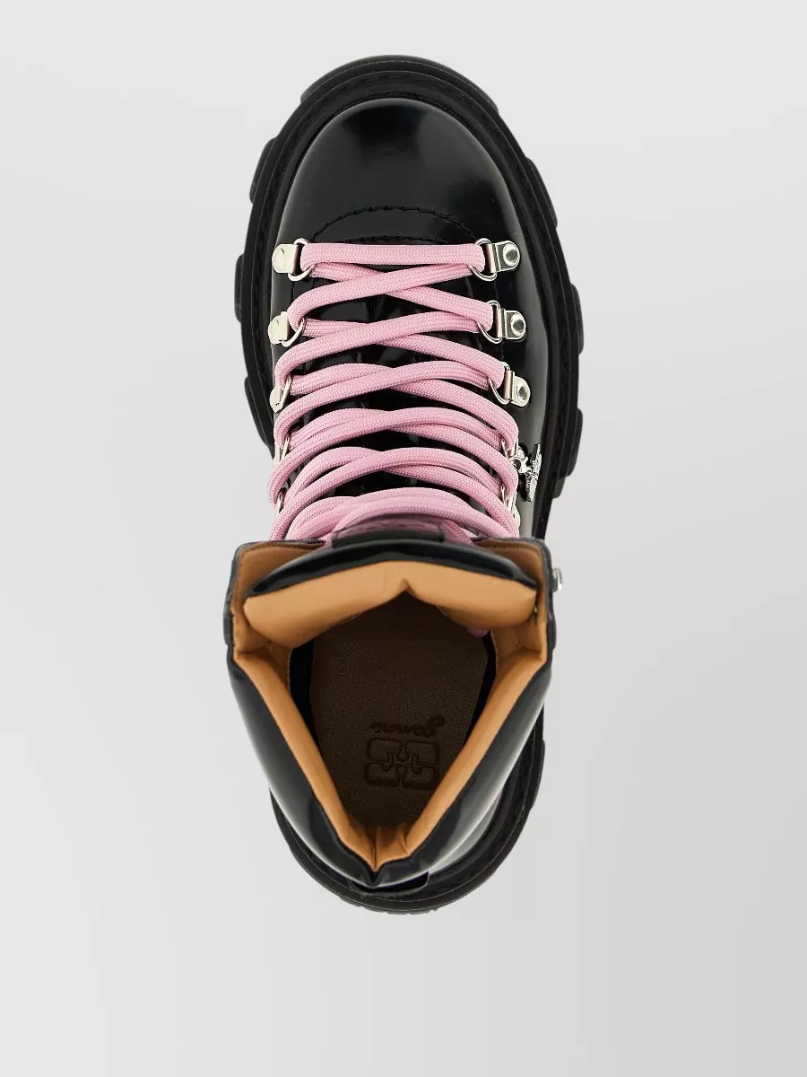 Ganni Ankle Boots Chunky Sole Contrast Laces