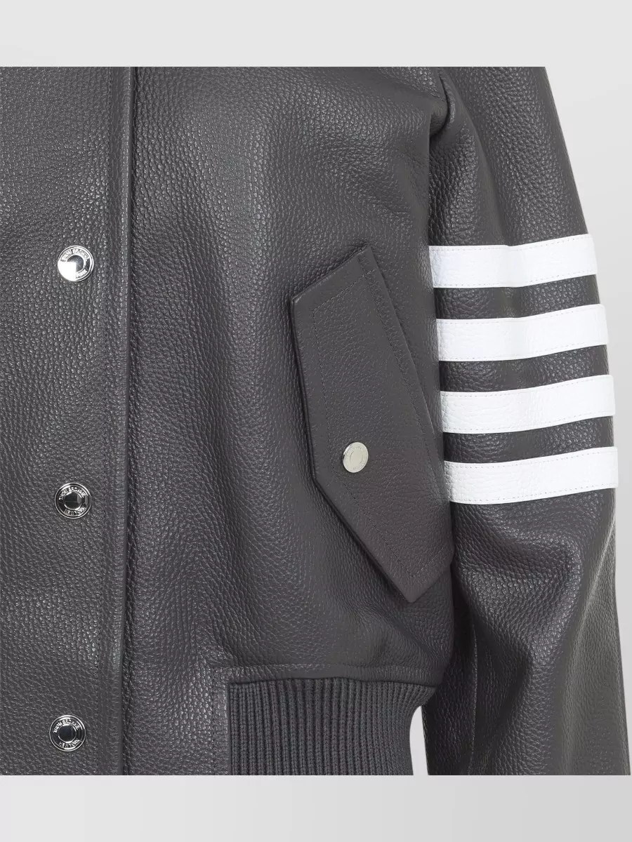 Thom Browne Leather Oversized Raglan-Sleeve Blouson Jacket