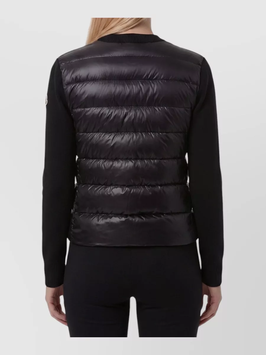 Moncler Down Padded Ribbed Zip-Up Cardigan