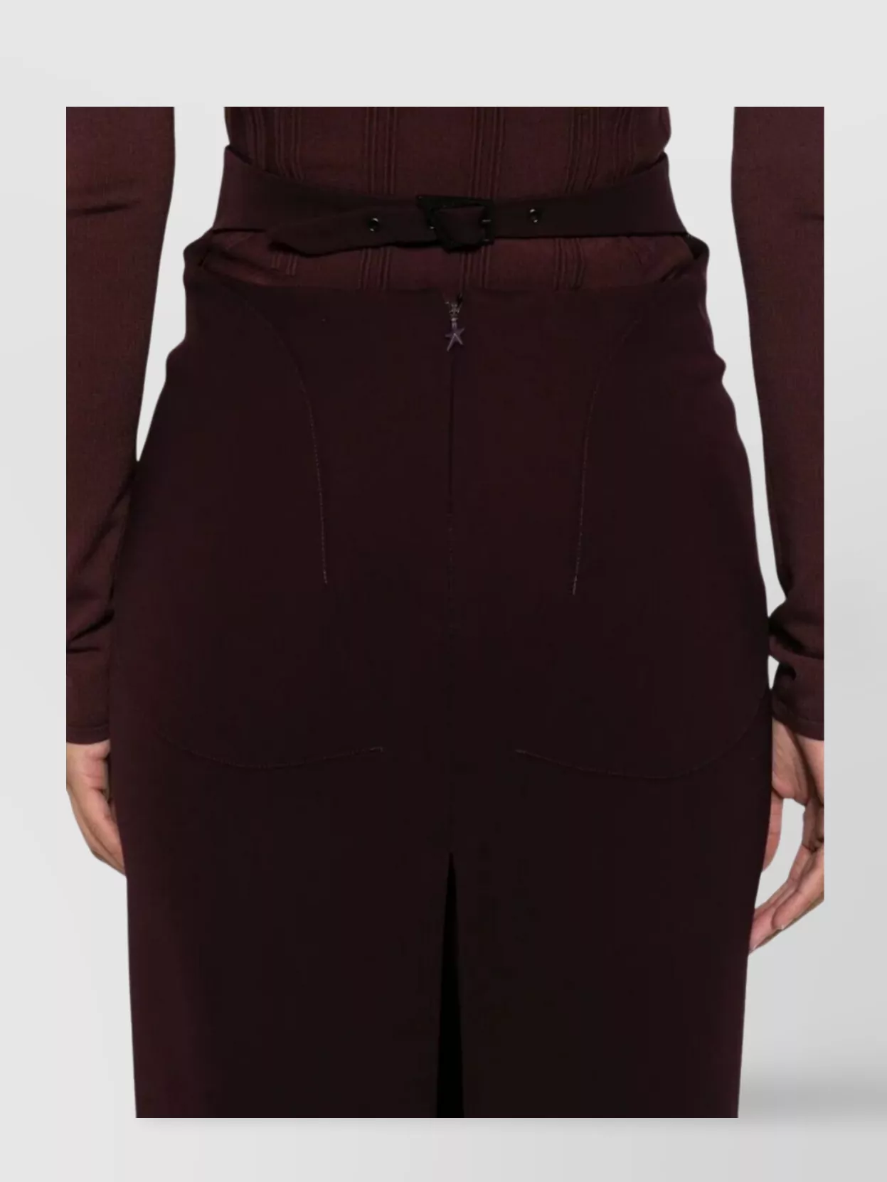 Mugler High-Waisted Fitted Midi Skirt Back Slit