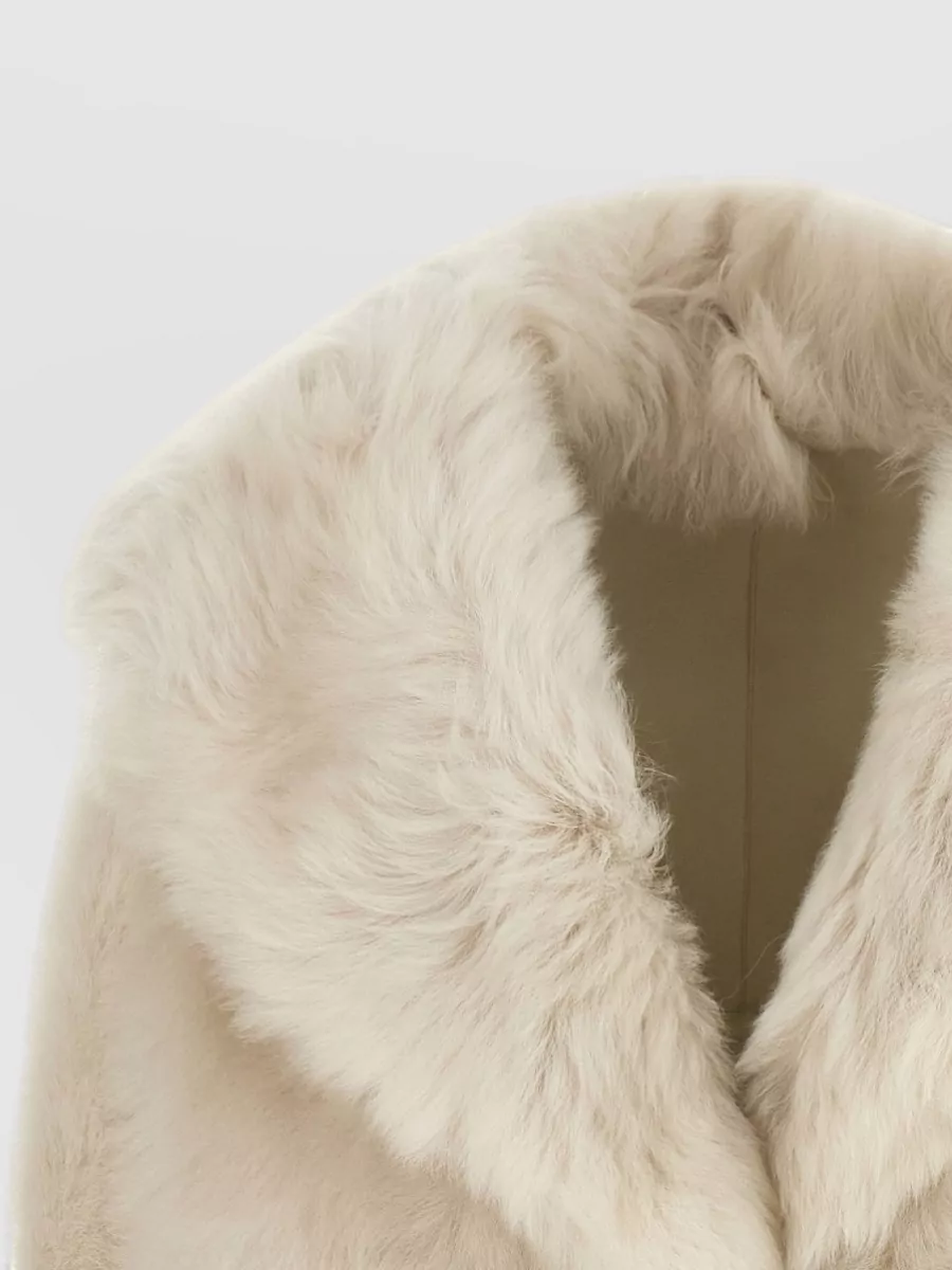 Blancha Shearling Cropped Shawl Collar Coat