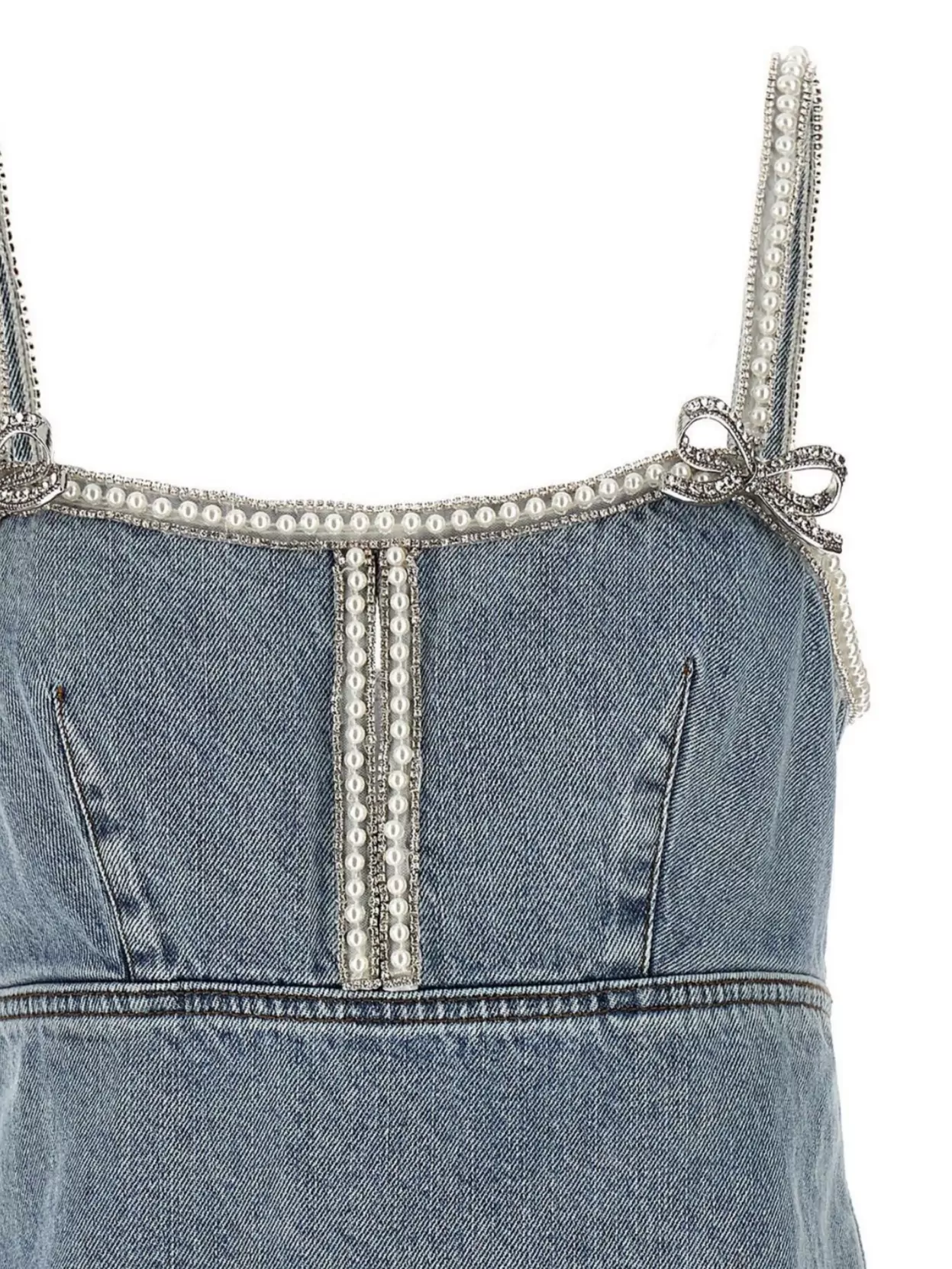 Self-Portrait Pearl Embellished Mini Dress With Spaghetti Straps