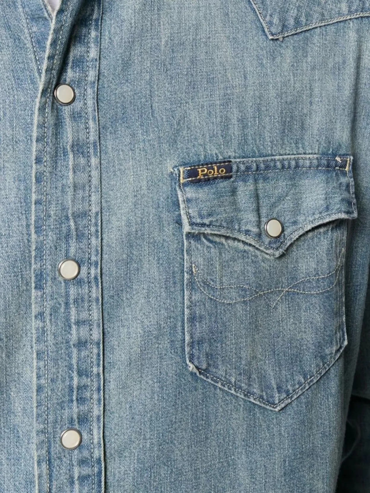 Ralph Lauren Denim Shirt Western Flap Pockets In Blue