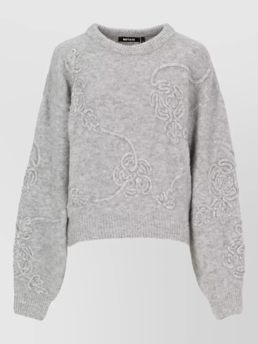 Rotate Ribbed floral-embossed sweatshirt