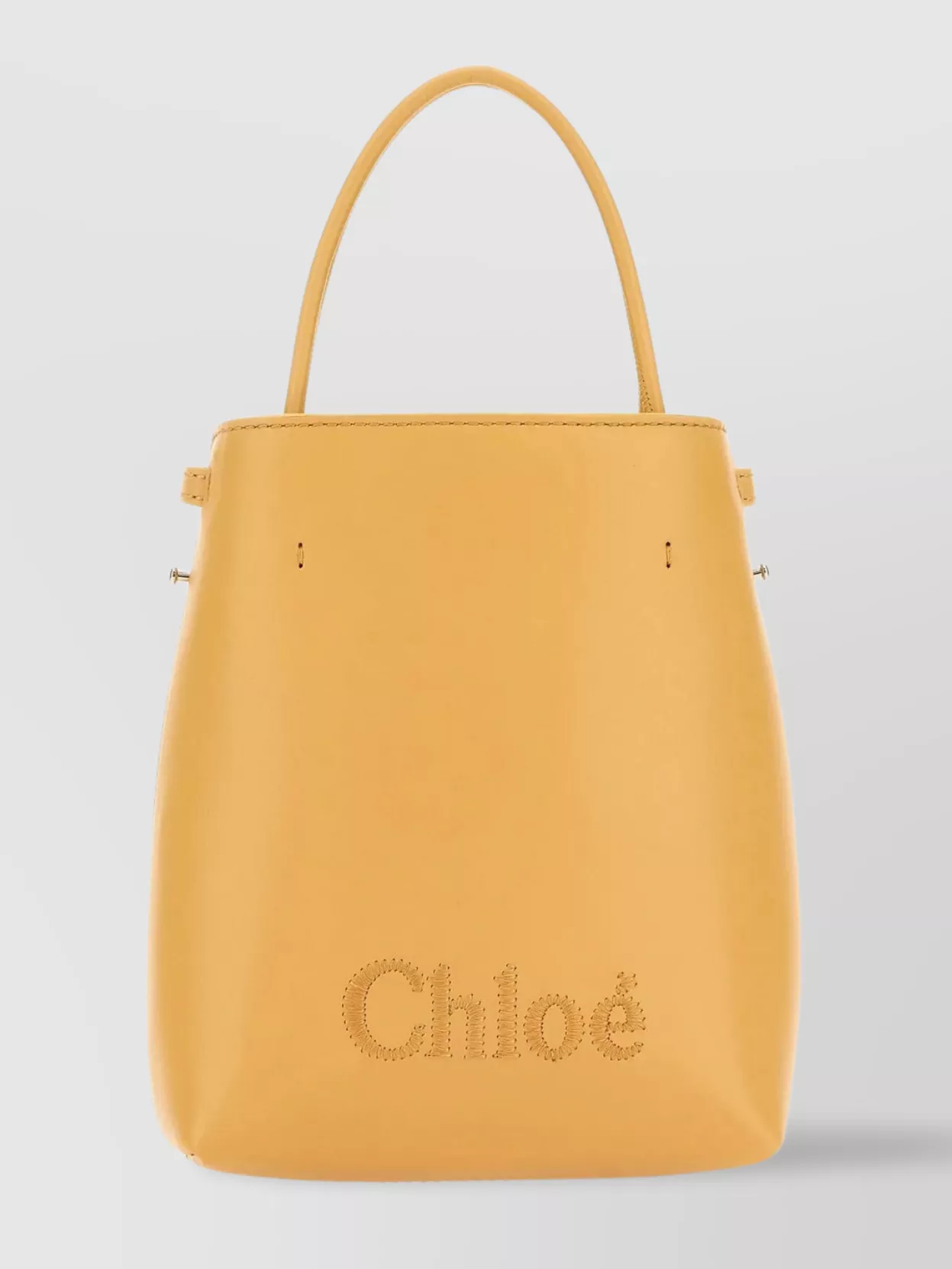 Shop Chloé Sense Small Leather Handbag With Adjustable Strap And Round Handles In Orange