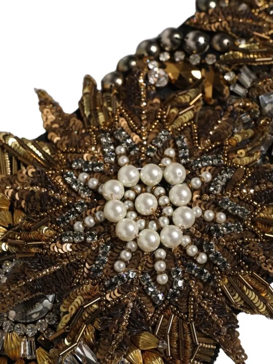 Dolce&Gabbana Crystal Flower Brooches Belt
