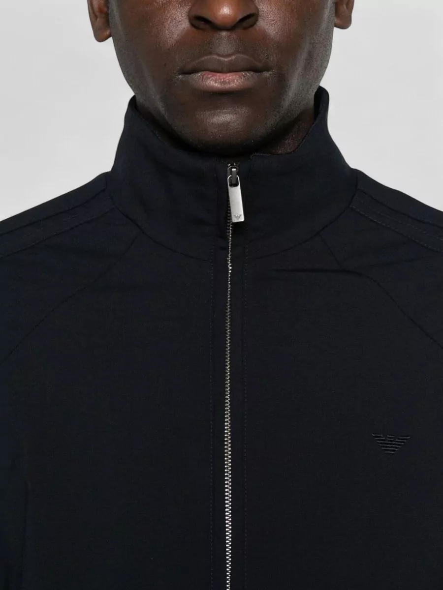 Emporio Armani Wool Blend Bomber Jacket High Collar