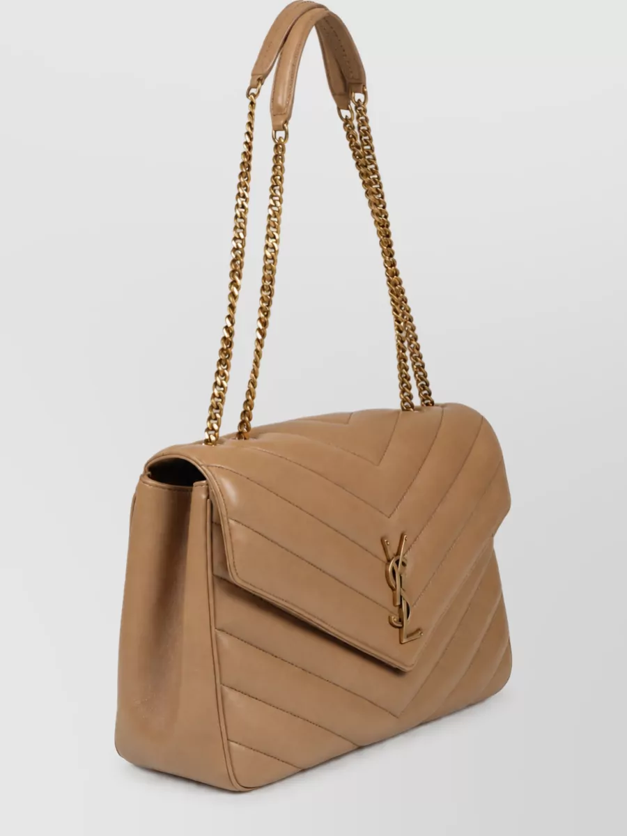Saint Laurent Loulou Large Quilted Chain Clutch Bag