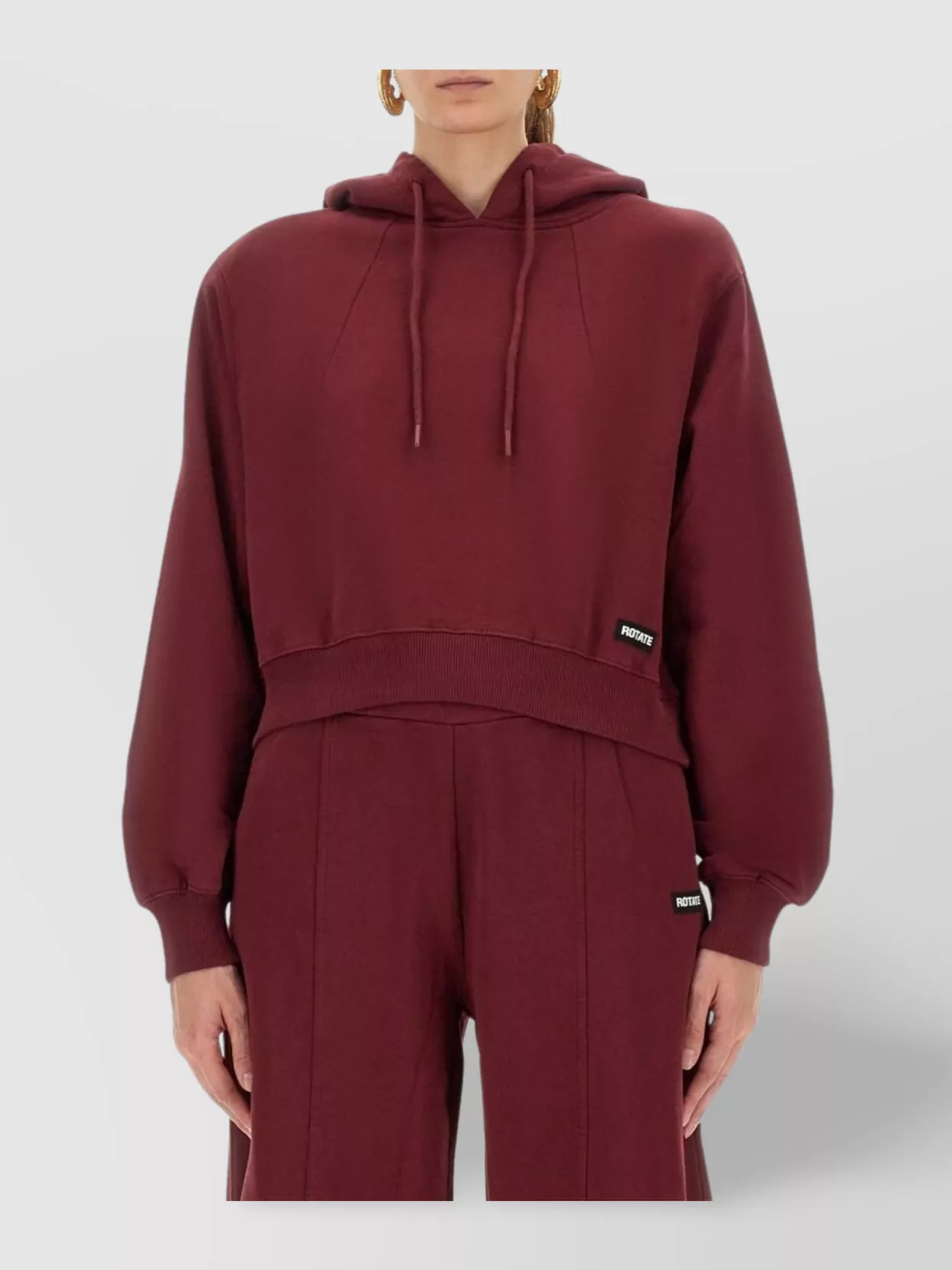 Rotate Birger Christensen Cropped Hooded Knitwear With Ribbed Finish