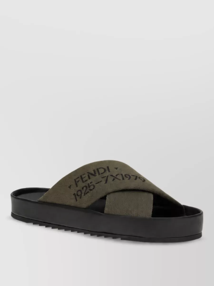 Fendi Polyester Double Strap Slides