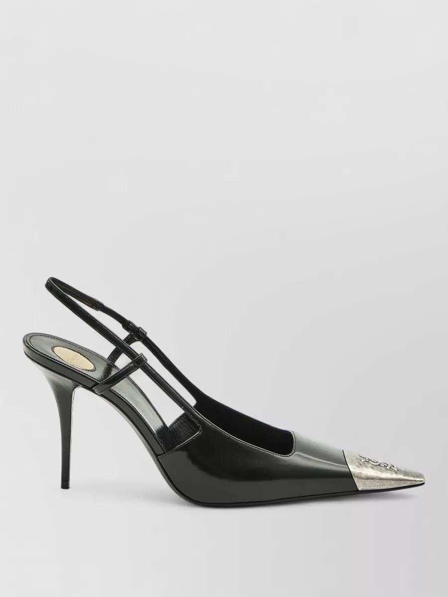 Saint Laurent Jeanne Backless Leather Pumps Square Toe