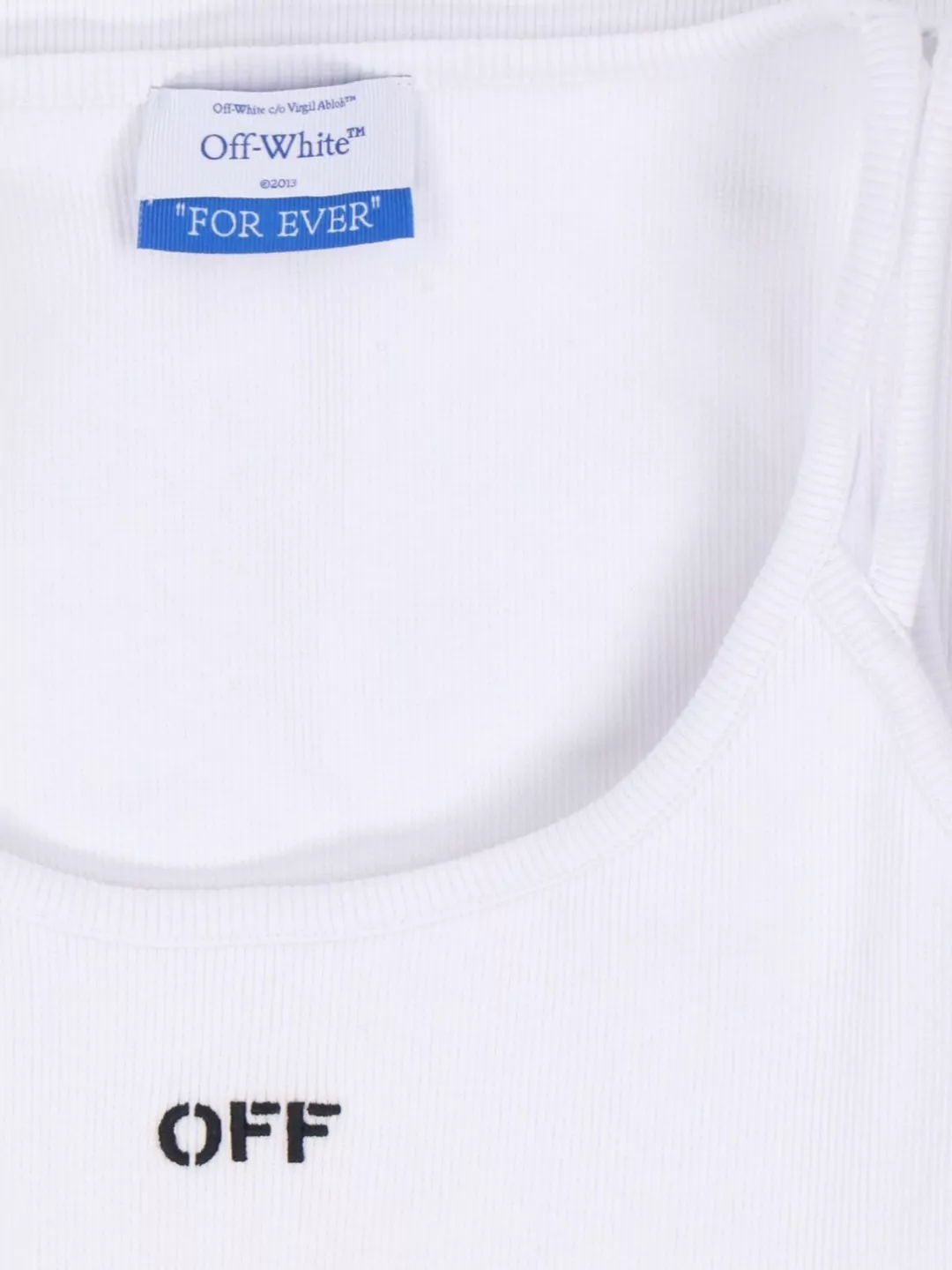 Off-white Fitted Ribbed Dress Scoop Neckline In White