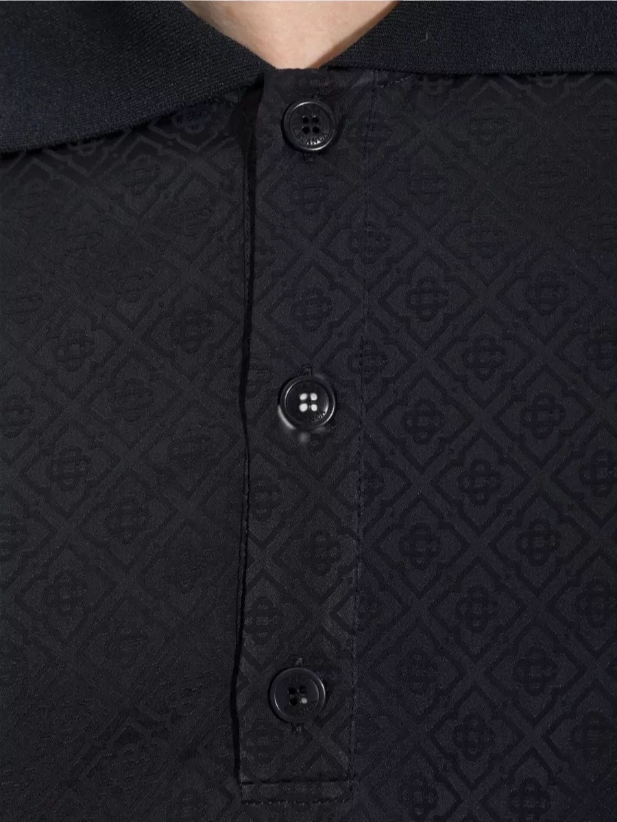 Casablanca Viscose Knit Collar Short-Sleeve Polo Shirt