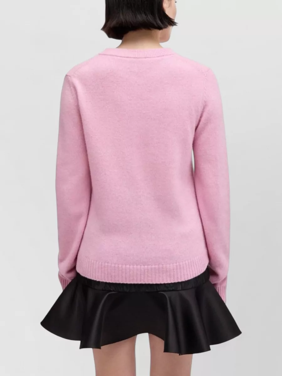 Ganni Graphic Print Long Sleeve Crew Neck Sweater