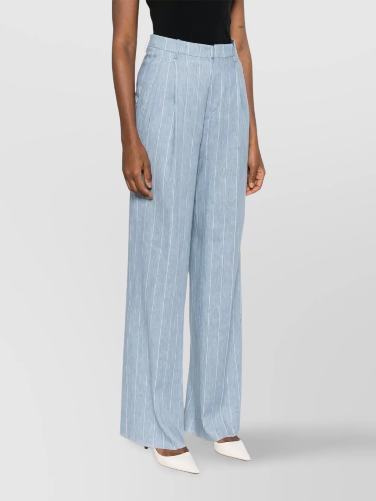 Tagliatore Wide-leg Linen Trousers With Subtle Pinstripe