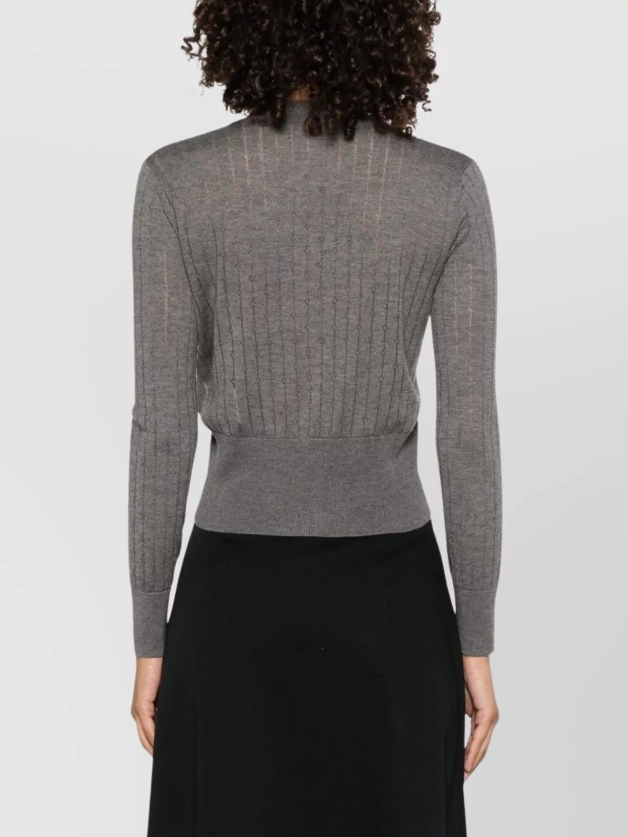 Max Mara V-neck Metallic Ribbed Trim Cardigan In Gray